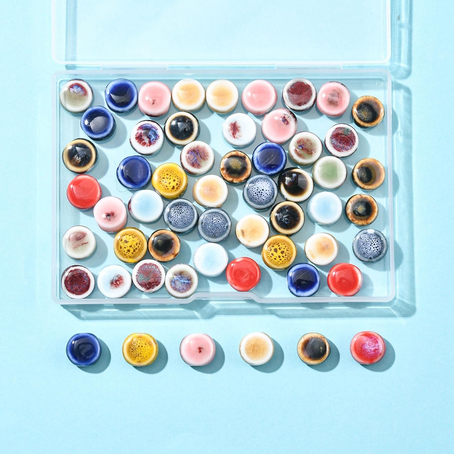 10pcs Hand Glazed Colored Ceramic Beads for DIY Projects